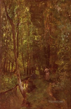 Francois Le Ru De Valmondois Barbizon Impressionism landscape Charles Francois Daubigny woods forest Oil Paintings